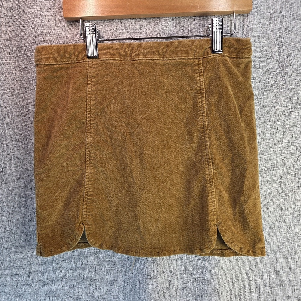 Brandy Melville Women's Small Brown Corduroy Mini Skirt Scalloped Hem‎ Bobo